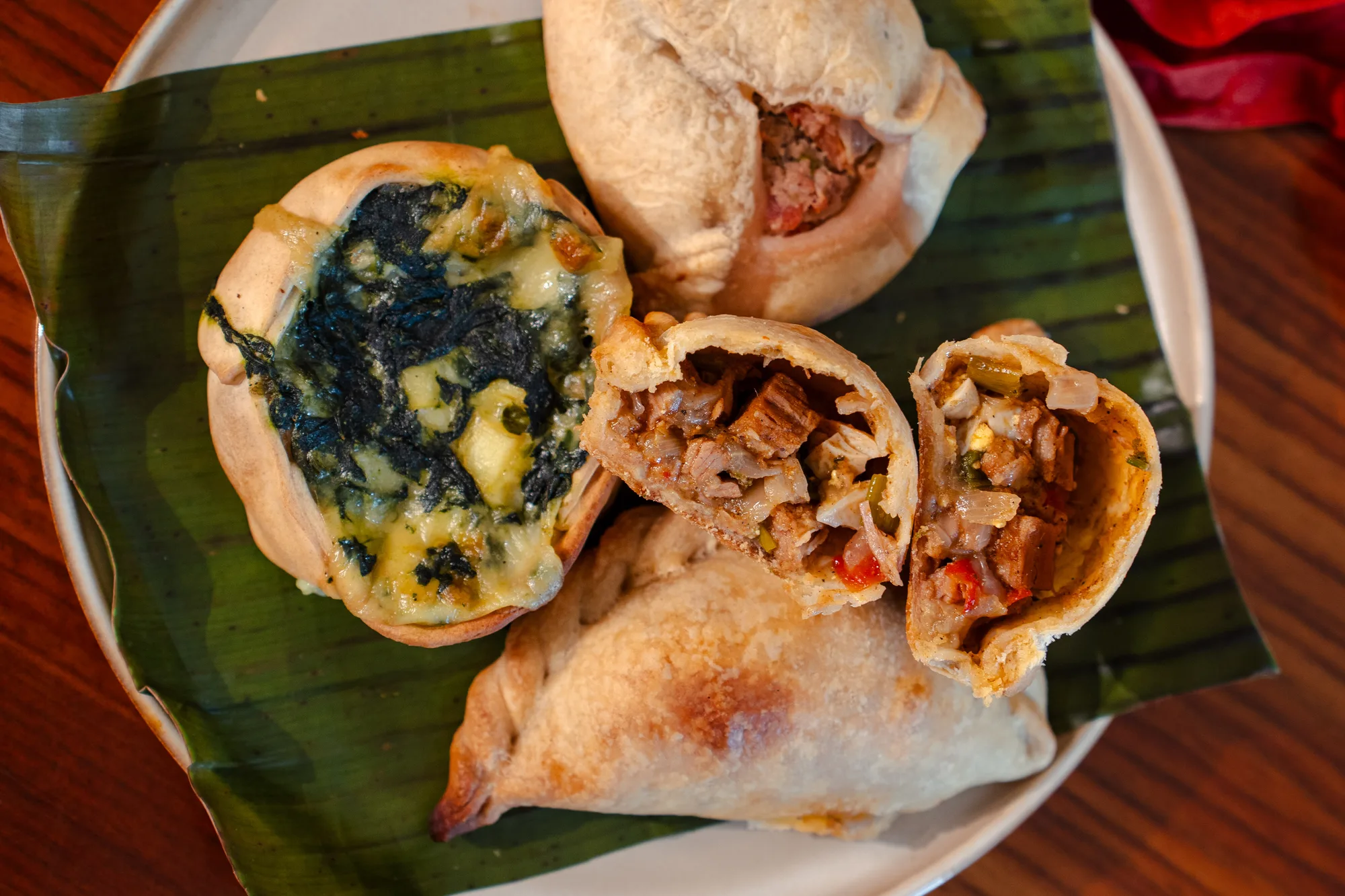 Empanadas on banana leaf
