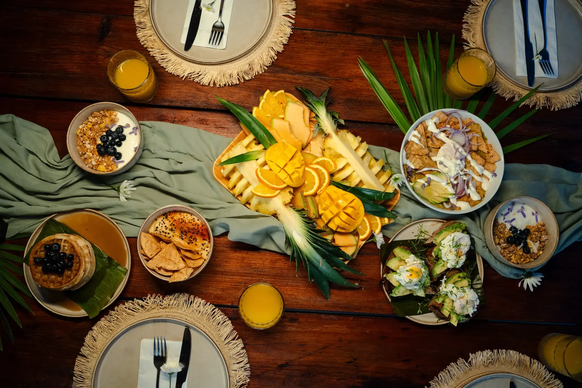 Full brunch spread by Habanero's Private Chef Tulum